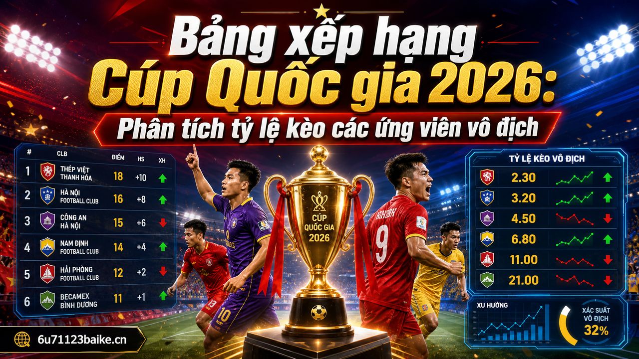 Bảng xếp hạng Cúp Quốc gia 2026: Phân tích tỷ lệ kèo các ứng viên vô địch